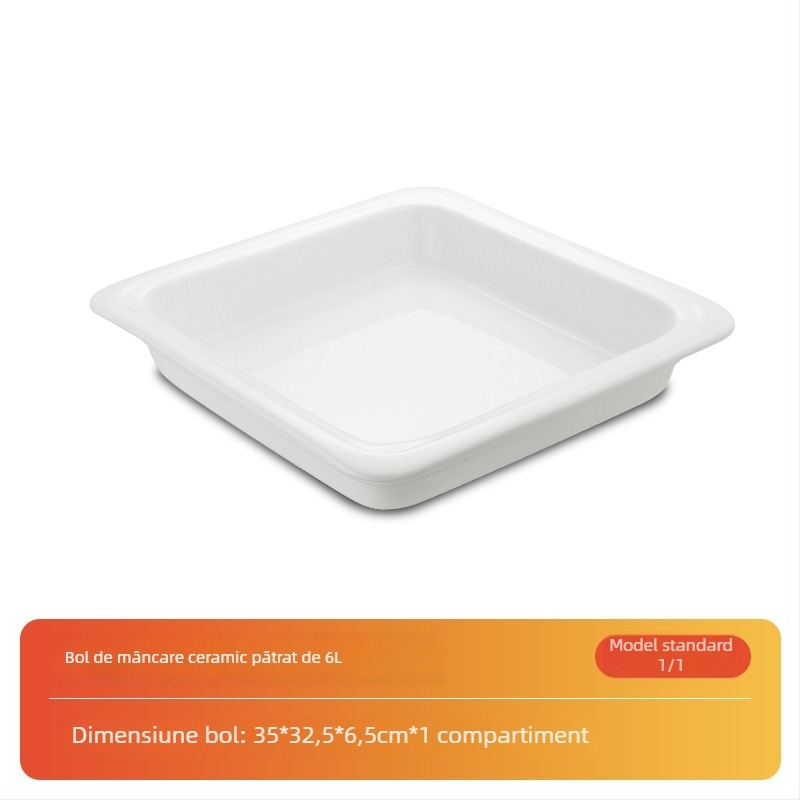 Farfurie adâncă ceramică, pătrată, culoare solidă, stil modern, suprafață glazurată