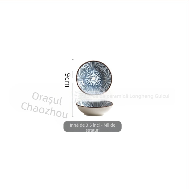 Disc ceramic cu glazură subglazură – rotund, stil retro, modele variate, compatibil cu microunde