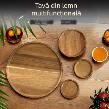 Tavă circulară din lemn, stil japonez, suprafață vopsită, personalizabilă