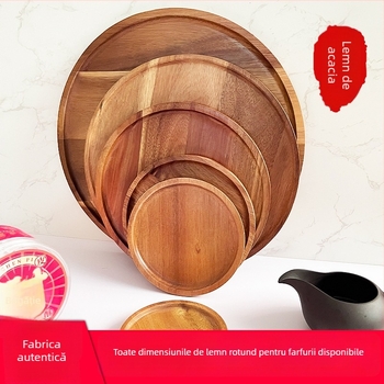 Tavă circulară din lemn, stil japonez, suprafață vopsită, personalizabilă