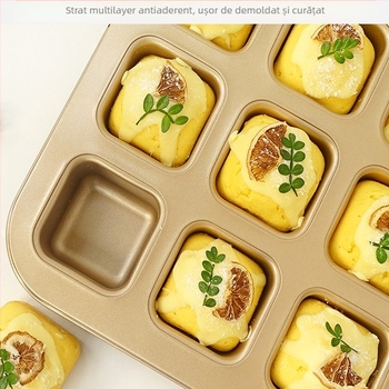 Formă pătrată de copt, antiaderentă, pentru pâine, chec, chifle de burger și brownie