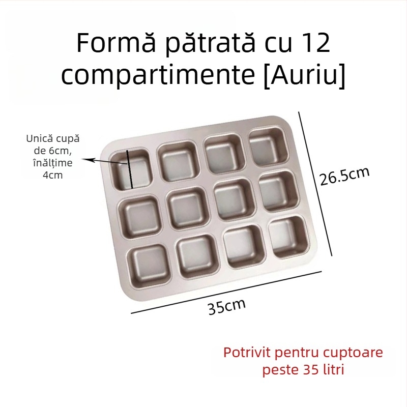 Formă pătrată de copt, antiaderentă, pentru pâine, chec, chifle de burger și brownie