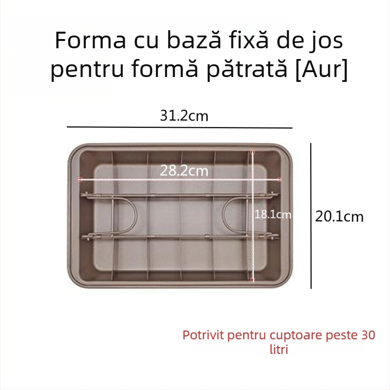 Formă pătrată de copt, antiaderentă, pentru pâine, chec, chifle de burger și brownie