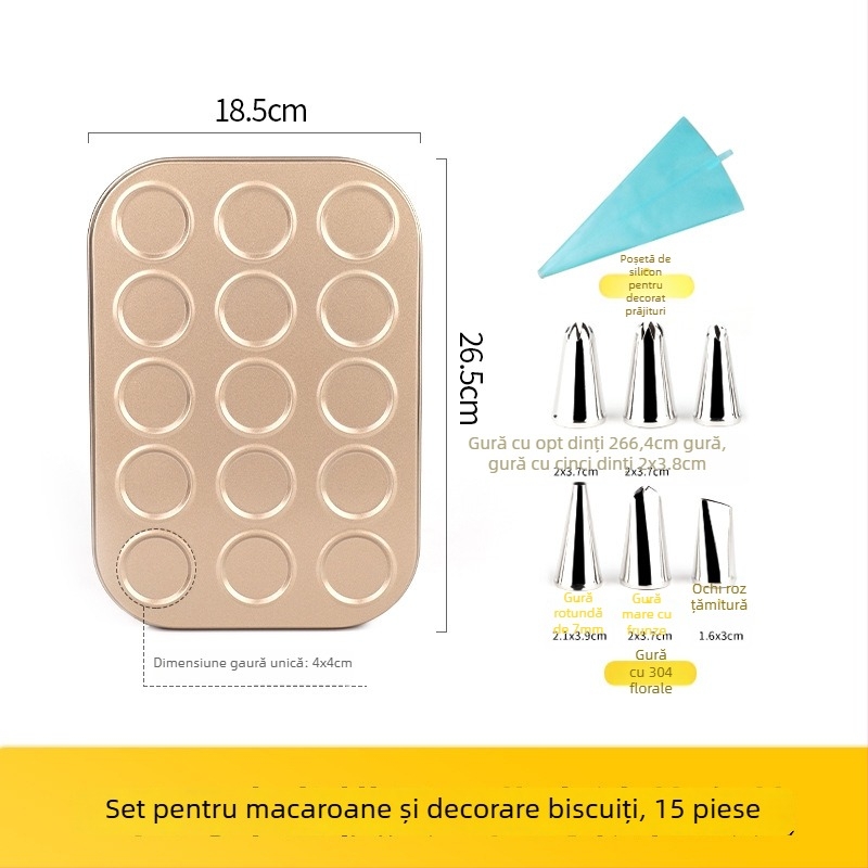 Formă pentru biscuiți Gu Yi Macarons – oțel-carbon, rotundă, 30 bucăți