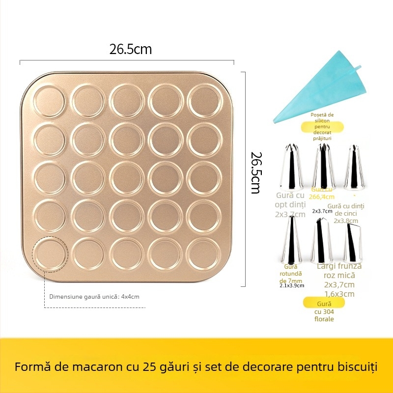 Formă pentru biscuiți Gu Yi Macarons – oțel-carbon, rotundă, 30 bucăți