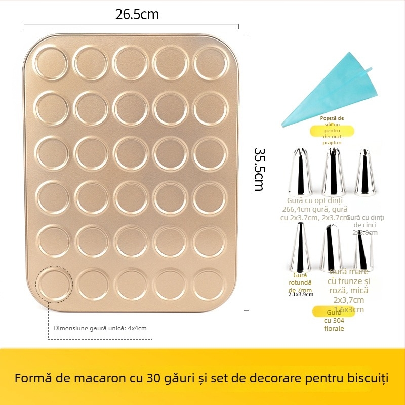 Formă pentru biscuiți Gu Yi Macarons – oțel-carbon, rotundă, 30 bucăți