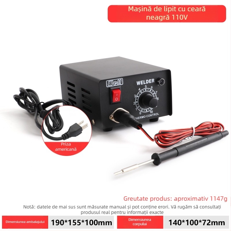 Mașină mini de sudură a cerii pentru bijuterii, cu temperatură de sudură reglabilă și funcționare cu pedala — Brand: Win Win; Tensiune de intrare: Altă; Formă de alimentare: Altă; Dimensiune totală: Altă.