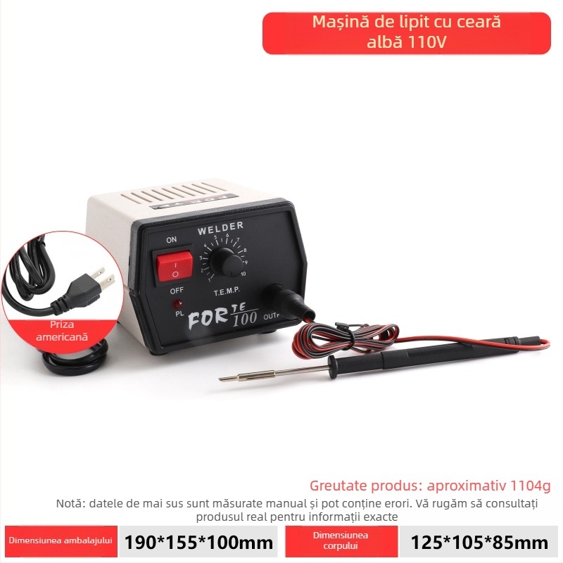 Mașină mini de sudură a cerii pentru bijuterii, cu temperatură de sudură reglabilă și funcționare cu pedala — Brand: Win Win; Tensiune de intrare: Altă; Formă de alimentare: Altă; Dimensiune totală: Altă.