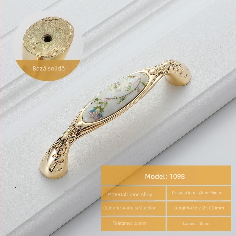Mâner pentru ușă de garderobă/dulap, aliaj de zinc, finisaj electropolizat, montaj cu distanța dintre găuri reglabilă, modele 1098, 1033, 1811, 1108, 1015, 1501