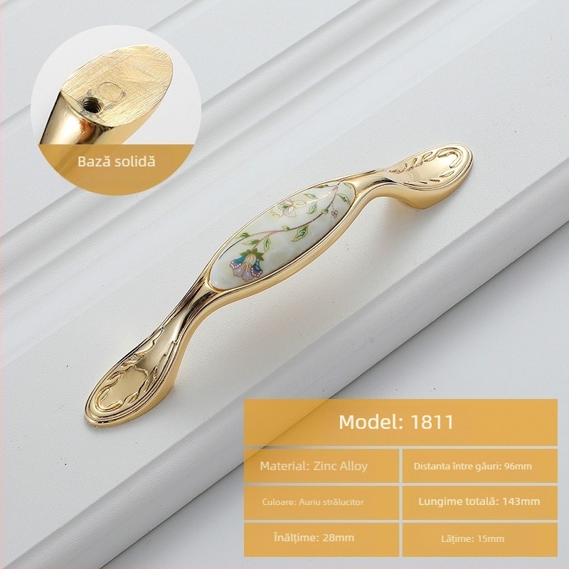 Mâner pentru ușă de garderobă/dulap, aliaj de zinc, finisaj electropolizat, montaj cu distanța dintre găuri reglabilă, modele 1098, 1033, 1811, 1108, 1015, 1501