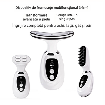 Dicai MR10 Dispozitiv de înfrumusețare a gâtului: ridicare și fermitate, reducerea ridurilor, rejuvenare a pielii; masaj trei în unu cu lumină fotonă și mod pentru ochi