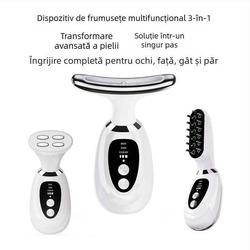 Dicai MR10 Dispozitiv de înfrumusețare a gâtului: ridicare și fermitate, reducerea ridurilor, rejuvenare a pielii; masaj trei în unu cu lumină fotonă și mod pentru ochi