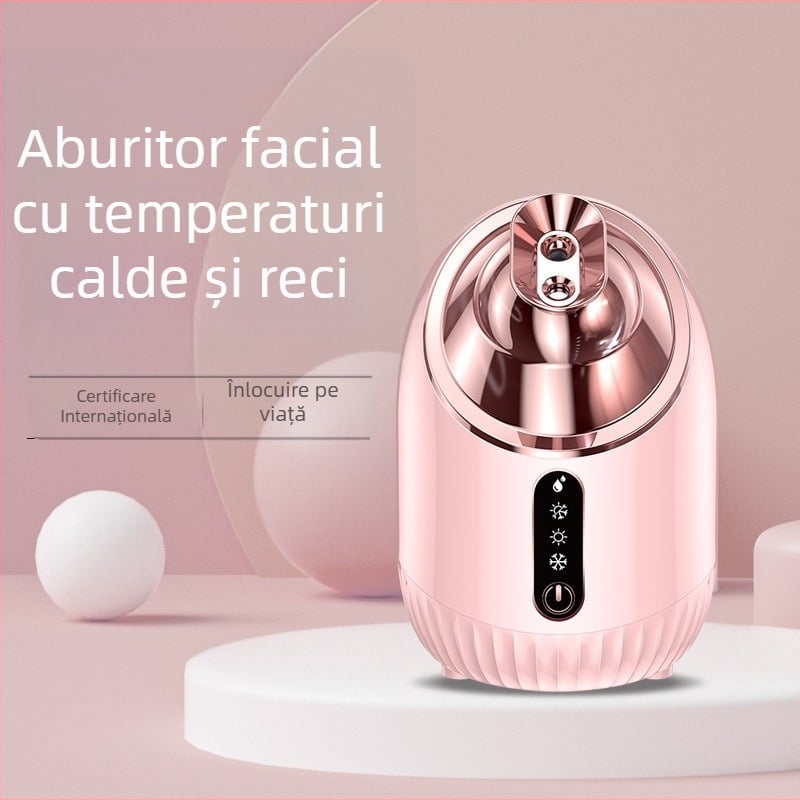 Dispozitiv de hidratare facial pentru acasă cu spray nano, spray cald/rece, treapta 1, timp ceață 61–120 s, fără baterie