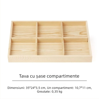 Tavă de afișaj din lemn de pin cu 12 compartimente, un singur nivel, design minimalist de înaltă calitate