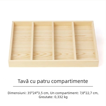 Tavă de afișaj din lemn de pin cu 12 compartimente, un singur nivel, design minimalist de înaltă calitate