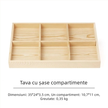 Tavă de afișaj din lemn de pin cu 12 compartimente, un singur nivel, design minimalist de înaltă calitate