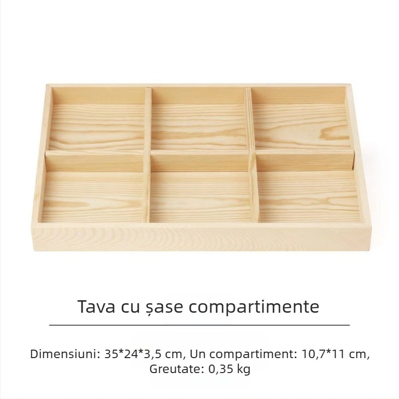 Tavă de afișaj din lemn de pin cu 12 compartimente, un singur nivel, design minimalist de înaltă calitate
