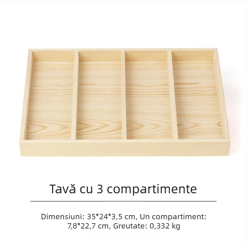 Tavă de afișaj din lemn de pin cu 12 compartimente, un singur nivel, design minimalist de înaltă calitate