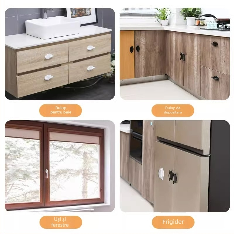 Mâner pentru sertare și uși de mobilier — ABS plastic, montaj fără găuri, stil modern minimalist, pentru sertare, uși și alte piese de mobilier