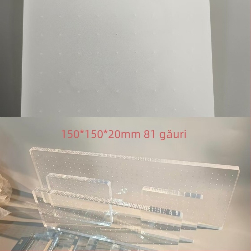 Panou perforat din acrilic cu suport din aliaj de titan pentru cercei, studuri pentru buze și inele ombilicale, display transparent pe masă, primăvară 2025