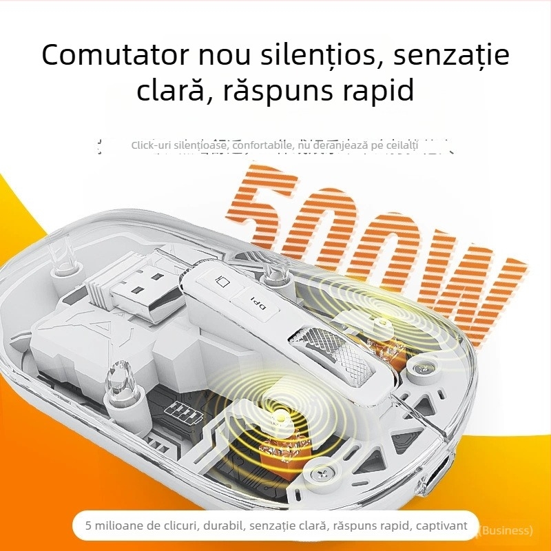 Mouse Bluetooth fără fir cu trei moduri, pentru desktop și laptop, 1600 DPI, 5 butoane, design ergonomic