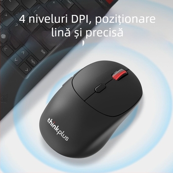 Lenovo ThinkPlus WL300 mouse optic fără fir 2.4G, 2400 DPI, 3 butoane, USB, compatibil cu PC desktop