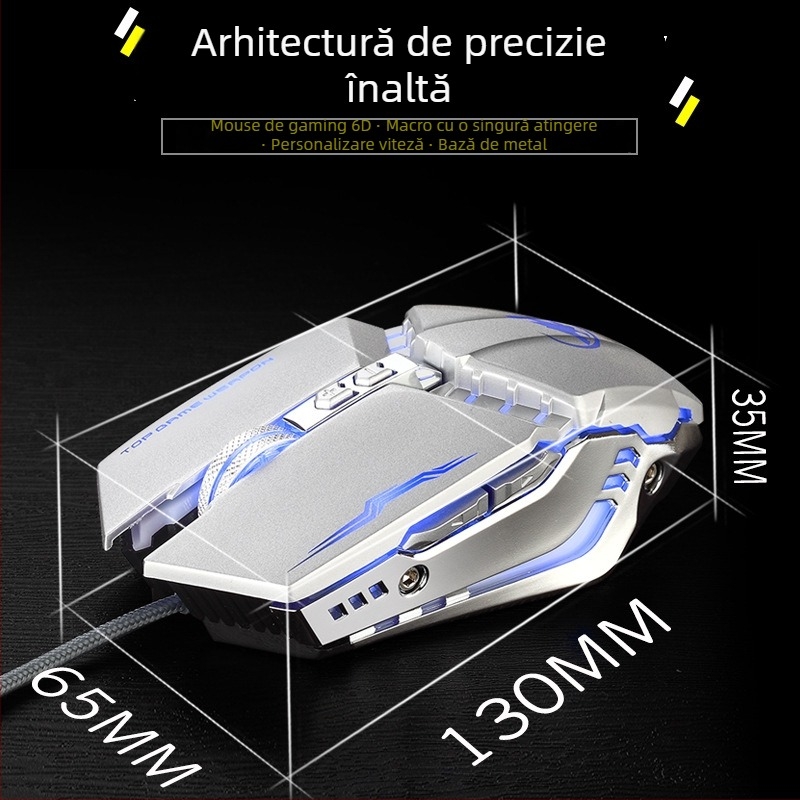 Beacon Wolf T9 Macro mouse optic cu fir, 6 butoane, USB, 4800 DPI