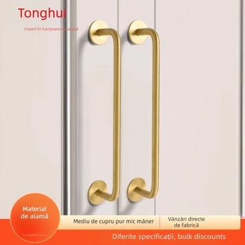 Mânere pentru ușa dulapului, model G119, alamă periată, stil modern minimalist