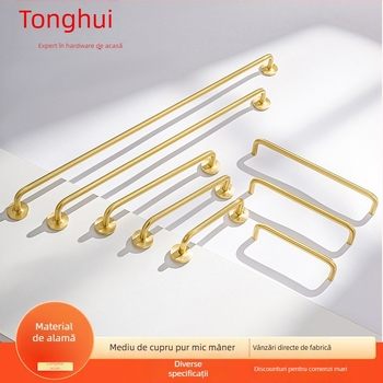 Mânere pentru ușa dulapului, model G119, alamă periată, stil modern minimalist