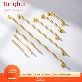 Mânere pentru ușa dulapului, model G119, alamă periată, stil modern minimalist