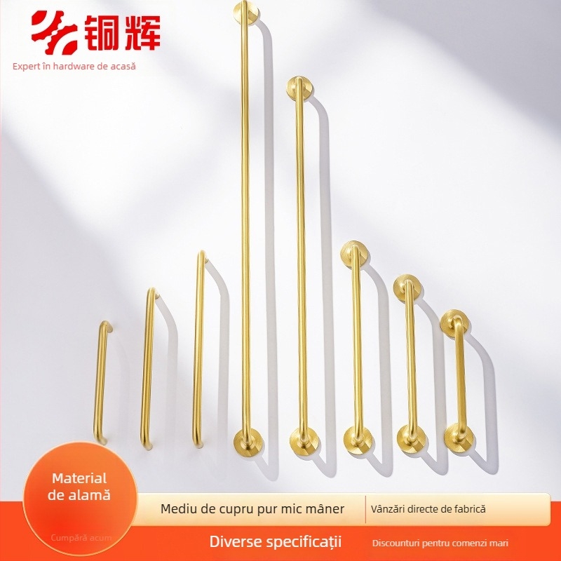 Mânere pentru ușa dulapului, model G119, alamă periată, stil modern minimalist