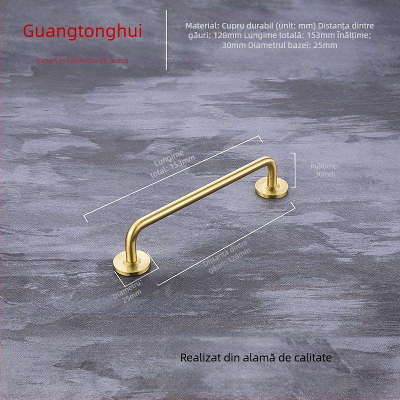 Mânere pentru ușa dulapului, model G119, alamă periată, stil modern minimalist