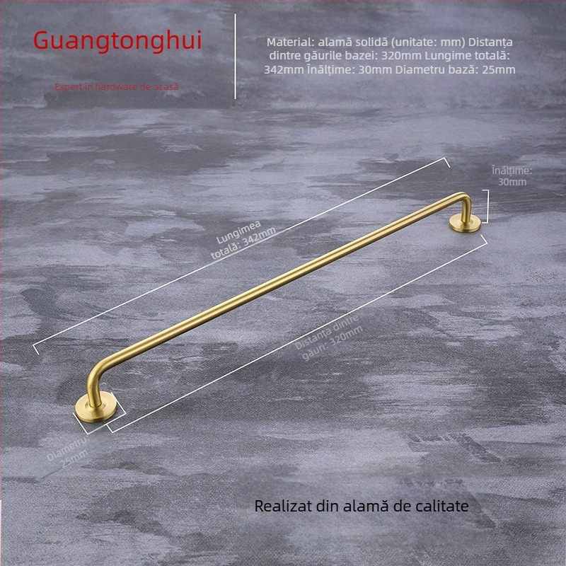 Mânere pentru ușa dulapului, model G119, alamă periată, stil modern minimalist