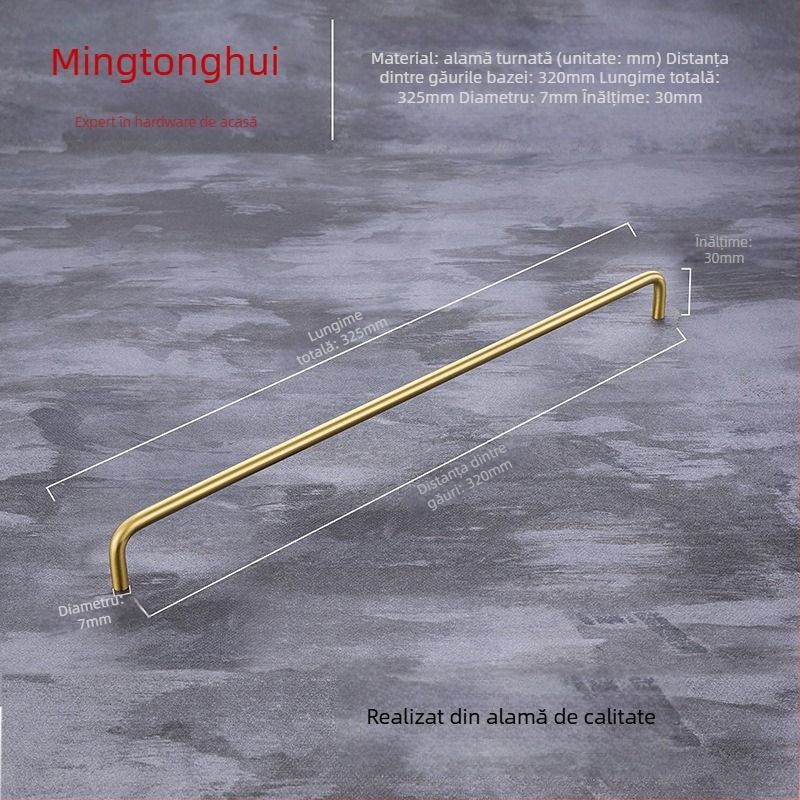 Mânere pentru ușa dulapului, model G119, alamă periată, stil modern minimalist