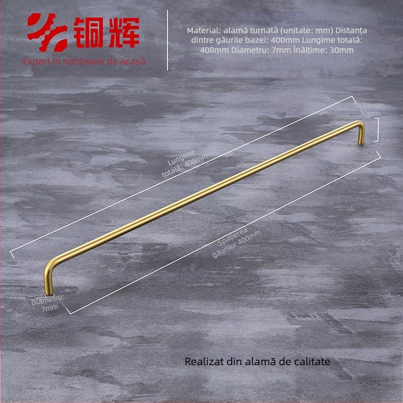 Mânere pentru ușa dulapului, model G119, alamă periată, stil modern minimalist