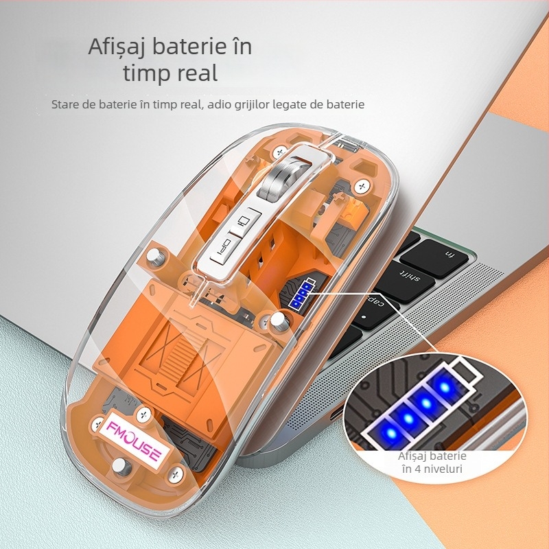Mouse Bluetooth M133 cu trei moduri, silențios și reîncărcabil, 2400dpi, USB, 5 butoane, 2.4GHz wireless, rază de 10m