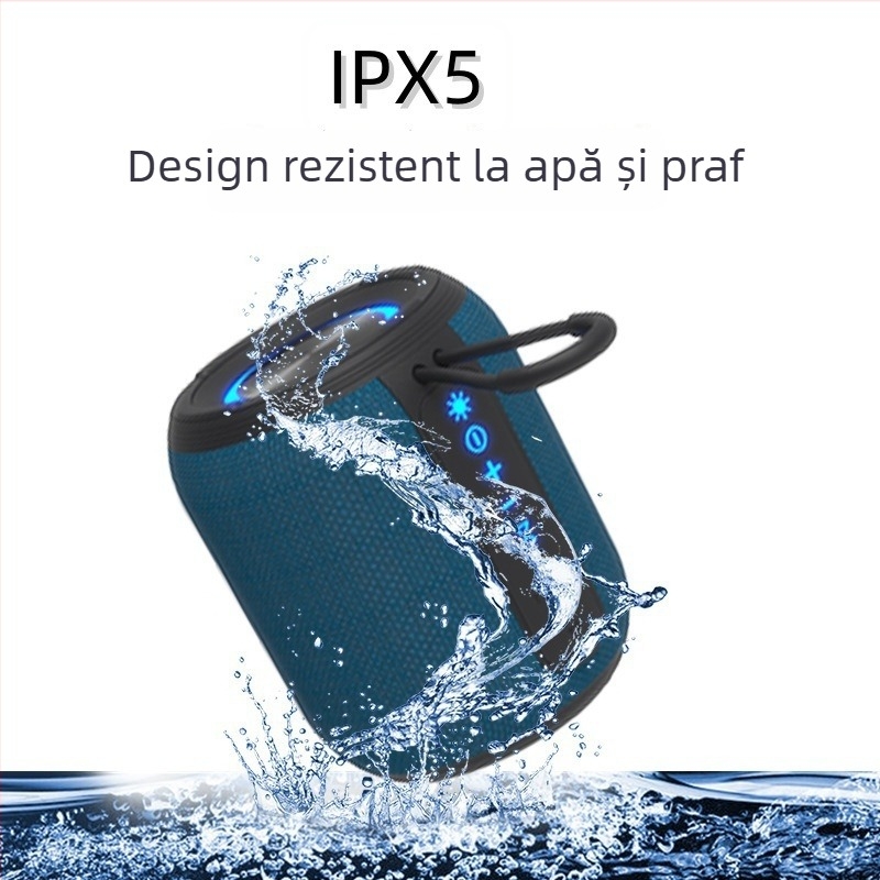 Difuzor Bluetooth fără fir cu iluminare RGB, rezistent la apă și portabil — Bluetooth 5.3; IPX4; baterie încorporată 1200–2000 mAh; putere 6W; răspuns în frecvență 100 Hz–20 kHz