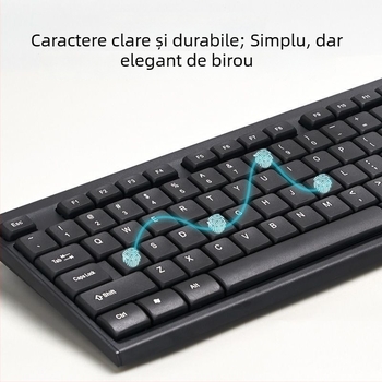Set tastatură și mouse cu fir – tastatură mecanică, interfață USB, fără iluminare, fără suport pentru încheieturi, nu este rezistent la apă