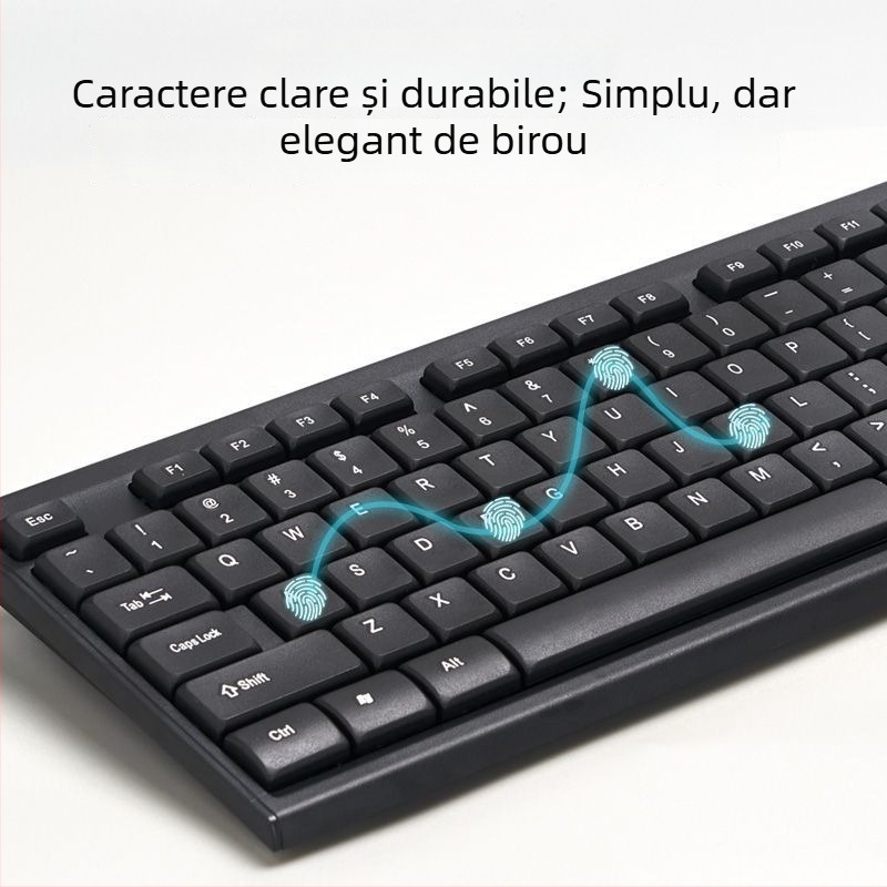 Set tastatură și mouse cu fir – tastatură mecanică, interfață USB, fără iluminare, fără suport pentru încheieturi, nu este rezistent la apă