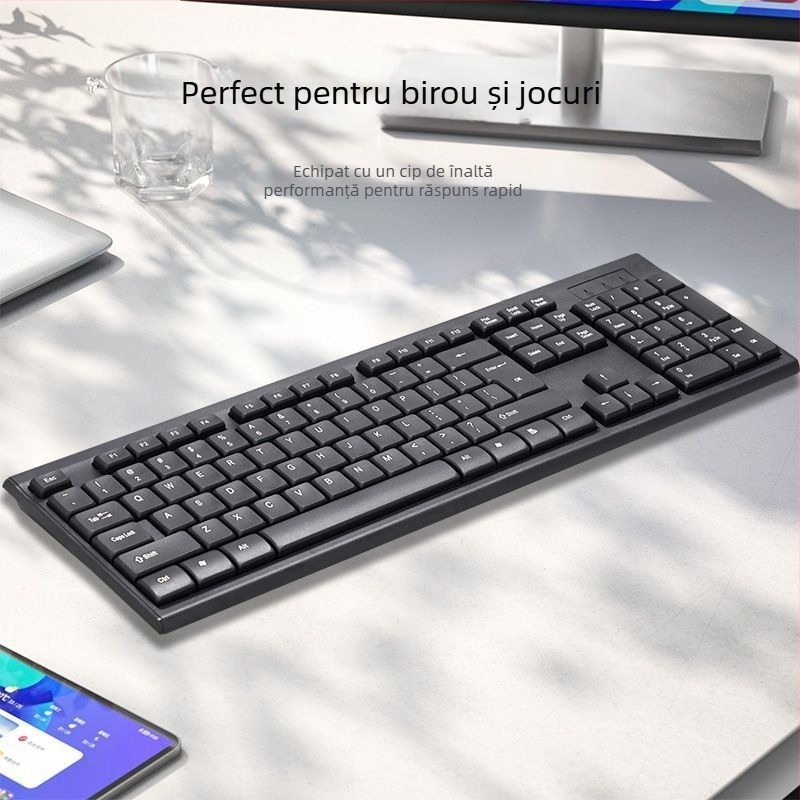 Set tastatură și mouse cu fir – tastatură mecanică, interfață USB, fără iluminare, fără suport pentru încheieturi, nu este rezistent la apă