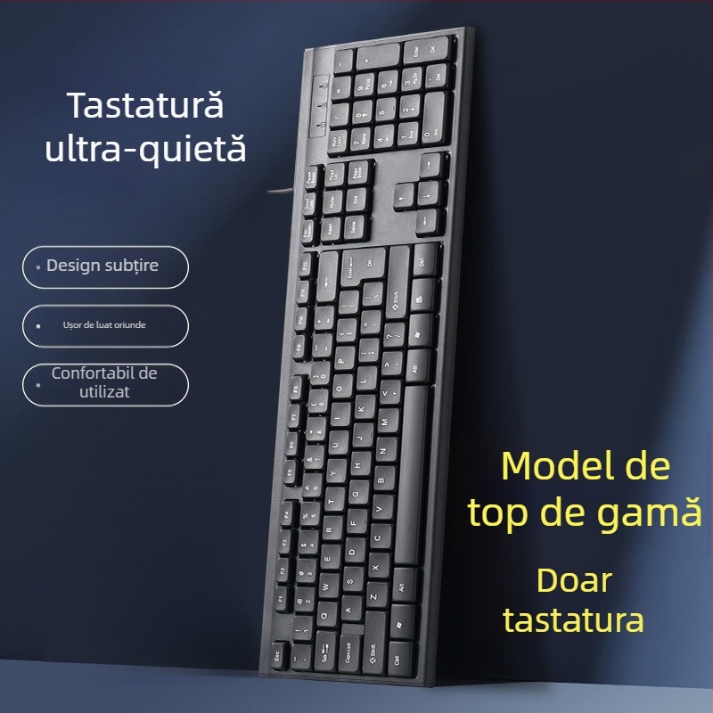 Set tastatură și mouse cu fir – tastatură mecanică, interfață USB, fără iluminare, fără suport pentru încheieturi, nu este rezistent la apă