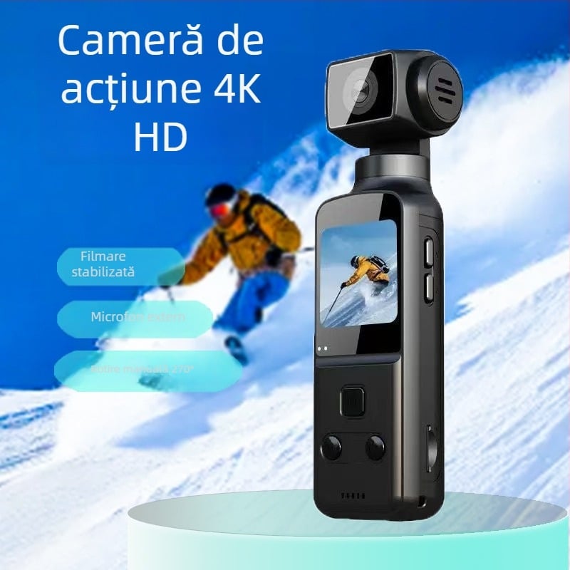 Cameră sport portabilă 4K cu rotație de 270°, stabilizare, card TF, model K1