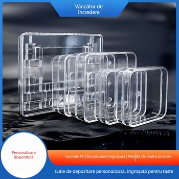 Tester de switchuri pentru tastatură, din PC cristal transparent, arbore mecanic verde, suport 4+ dispozitive și cutie personalizabilă pentru capacele de taste