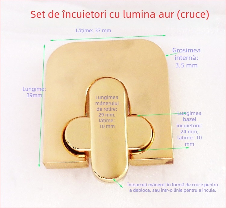 Shrimp button hardware metal pentru genți – încuietoare cu răsucire, inel lung pentru curea, pentru genți din piele naturală