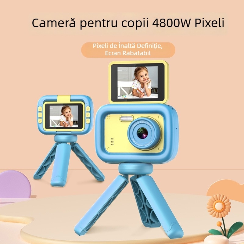 Camera digitală pentru copii cu ecran rabatabil 180°, senzor 1.0 MP, zoom optic 4x, zoom digital 4x, LCD de 2,4 inch