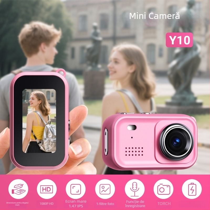 Camera de acțiune Y100 pentru fotografii și înregistrări video, stocare pe card TF, rezoluție 2MP, autonomie baterie 90 de minute, funcții: video, filtru, fotografiere