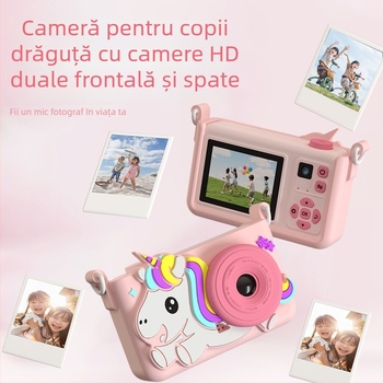 Camera digitală pentru copii, cu obiectiv ultra-wide și design anti-cădere - Zoom optic 3x, ecran LCD de 2,0 inci, 2600 pixeli eficenți, rezoluție maximă 1600x1200