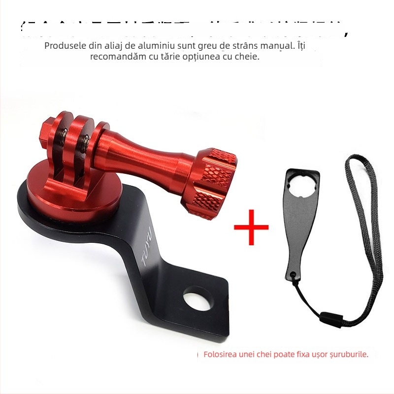 TUYU suport din aliaj de aluminiu pentru oglinda retrovizoare a motocicletei, compatibil GoPro, DJI Osmo Action și Yi Action Camera