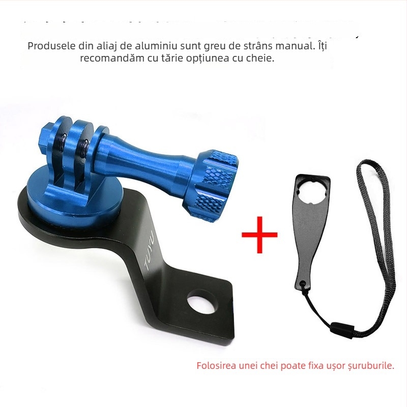 TUYU suport din aliaj de aluminiu pentru oglinda retrovizoare a motocicletei, compatibil GoPro, DJI Osmo Action și Yi Action Camera