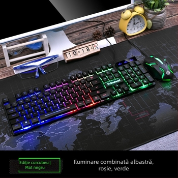 Set tastatură și mouse USB cu cablu, iluminare de fundal, 1000dpi, ergonomic, impermeabil, cablu de 1,5 m